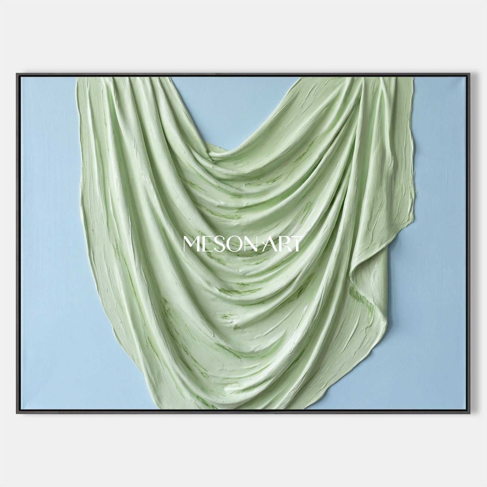 Green And Blue Minimalist Sculptural Wall Art Rectangular Original Artist Hand Painted By Mesonart
