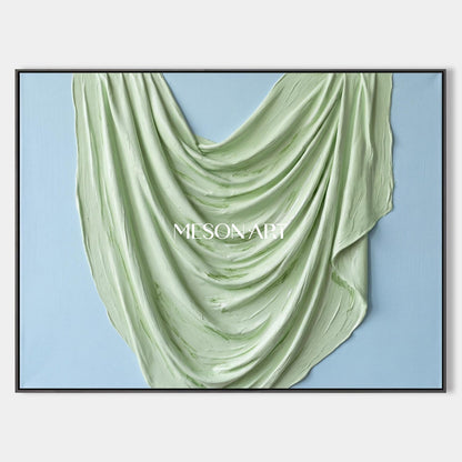 Green And Blue Minimalist Sculptural Wall Art Rectangular Original Artist Hand Painted By Mesonart