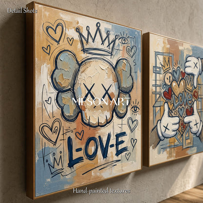 Urban Pop Art Painting With Graffiti Motifs For Modern Living Room Decor