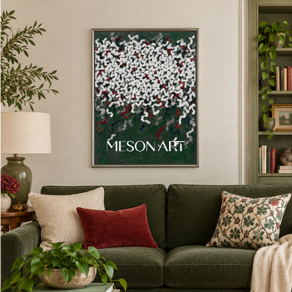 Green And White Abstract Art Wabi-Sabi Impasto Palette Knife Painting Rectangular Wall Decor For Living Room By Mesonart