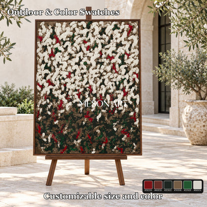 White And Green Abstract Wabi-Sabi Impasto Palette Knife Rectangular Wall Art For Living Room By Mesonart