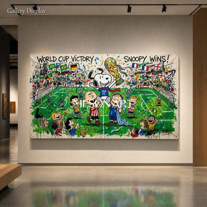 Snoopy World Cup Victory Pop Art Painting For Modern Living Room And Game Room Decor