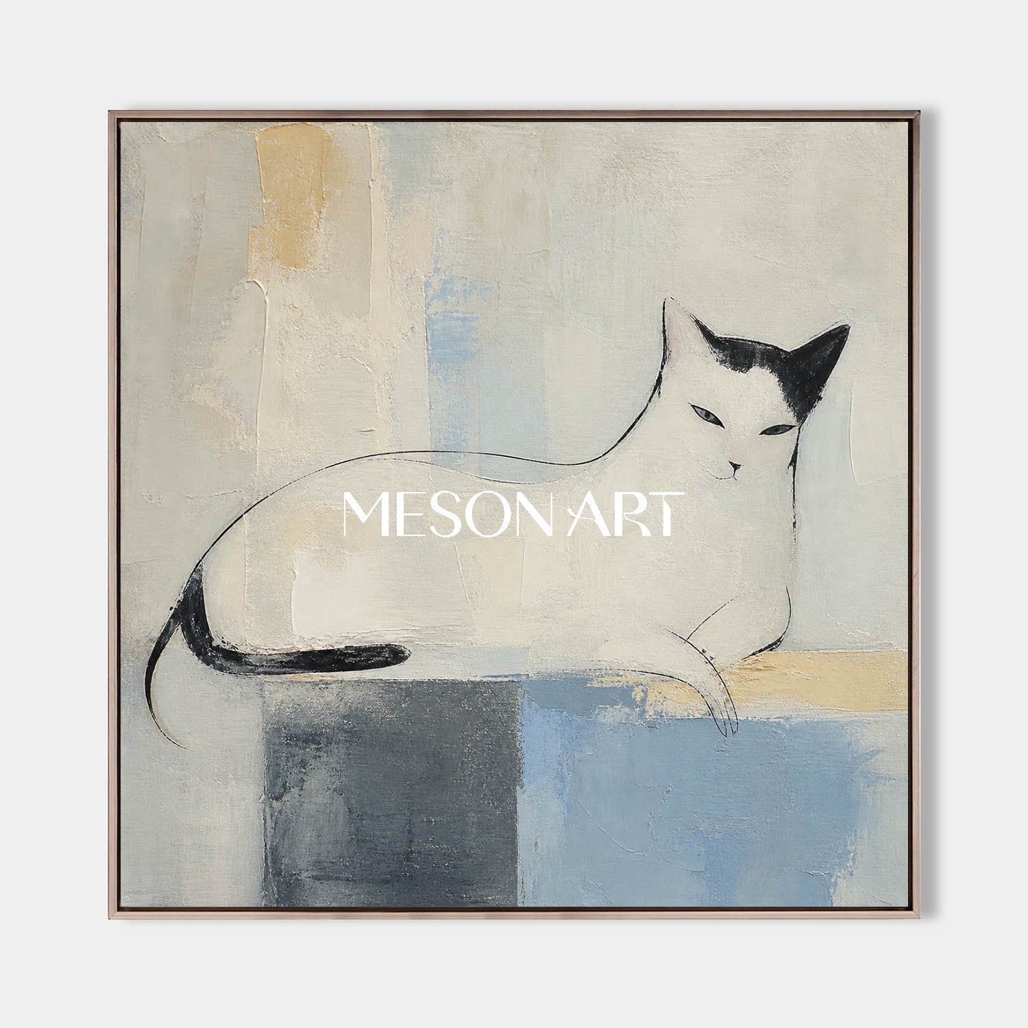 Minimalist Cat Painting Abstract Canvas Wall Art For Living Room Bedroom Decor