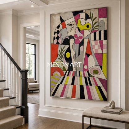 Modern Cubist Portrait Art With Pop Flair For Chic Living Spaces