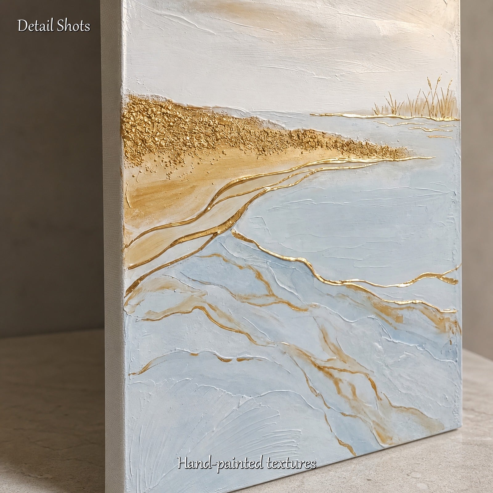 Minimalist Gold Abstract Painting On Linen Canvas For Living Room And Entryway Decor
