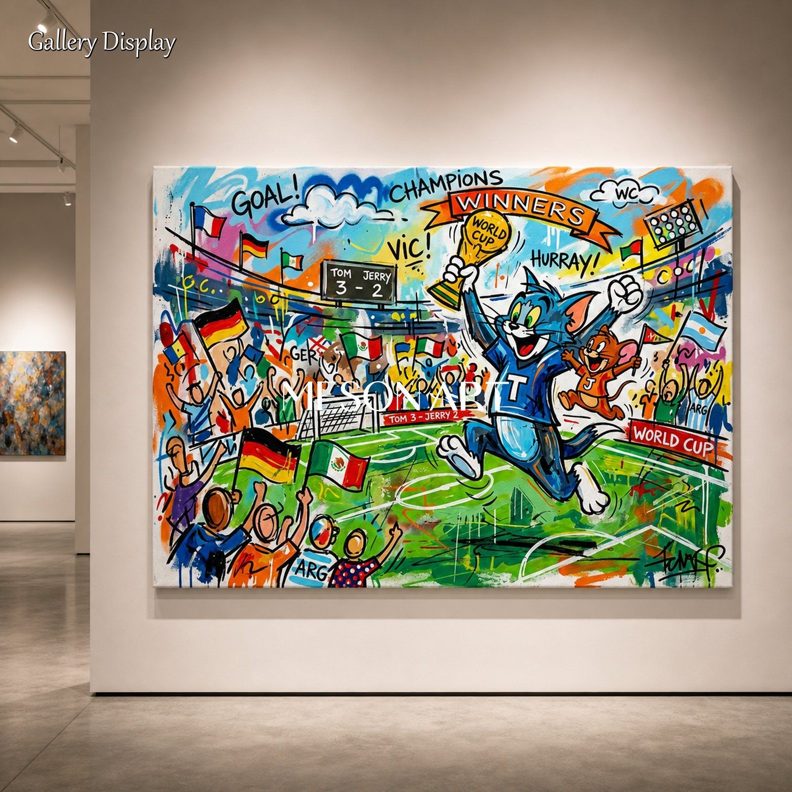 Tom And Jerry World Cup Graffiti Art For Living Room And Kids Room