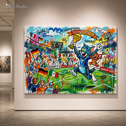 Tom And Jerry World Cup Graffiti Art For Living Room And Kids Room