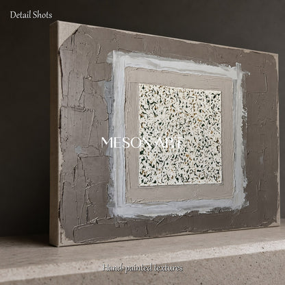 Minimalist Textured Abstract Painting With Earth Tones For Modern Home Decor