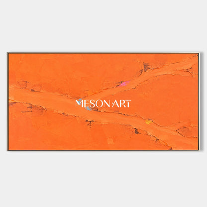 Orange Abstract Art Palette Knife Painting Panoramic Landscape Wall Art Minimalist Contemporary By Mesonart