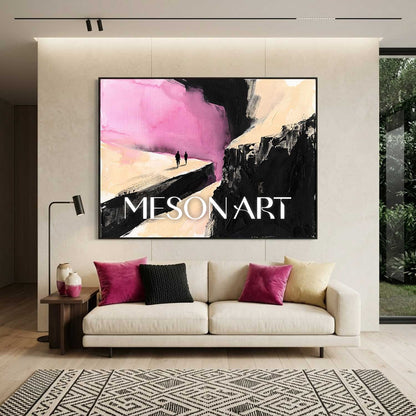 Modern Abstract Art With Bold Black And Pink Colors For Contemporary Living Spaces