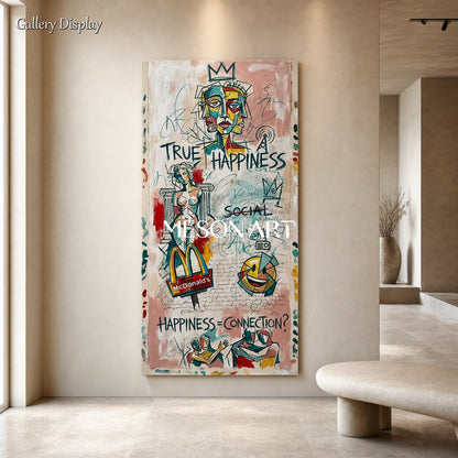 True Happiness Connection Pop Art Abstract Painting With Mcdonalds Icon For Contemporary Home Decor