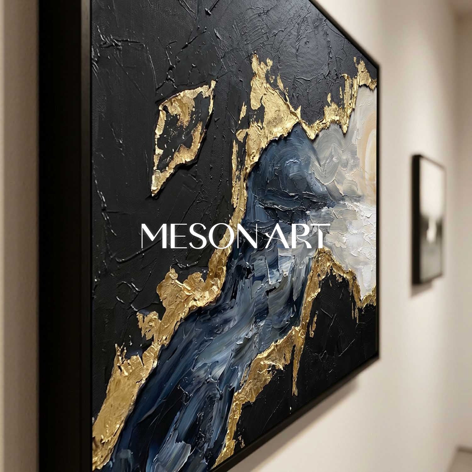 Luxury Gold And Black Plaster Abstract Art For Modern Living Room Decor