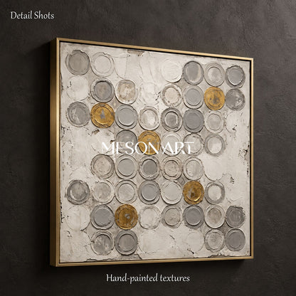 Gray And White Wabi Sabi Abstract Art Square Wall Decor For Living Room By Mesonart