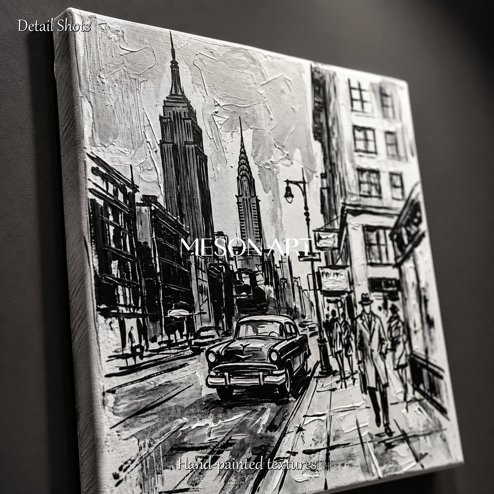 Black And White New York City Urban Sketch Contemporary Wall Art Square Original Artist By Mesonart