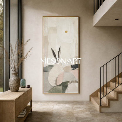 Minimalist Rabbit Wall Art Abstract Canvas Painting For Living Room And Bedroom Decor