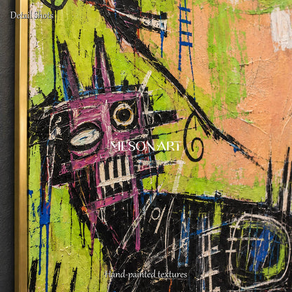 Green And Blue Abstract Painting Original Artist Hand Painted Graffiti Wall Art Square By Mesonart