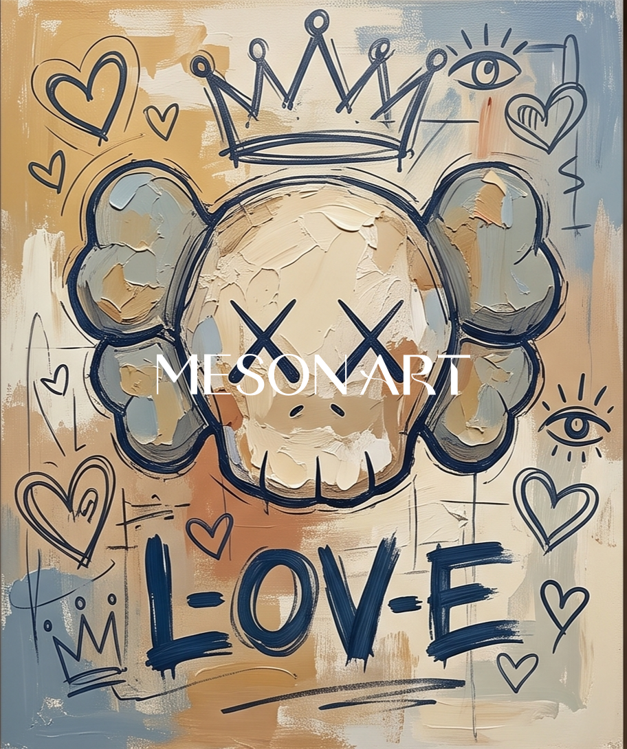 Urban Pop Art Painting With Graffiti Motifs For Modern Living Room Decor