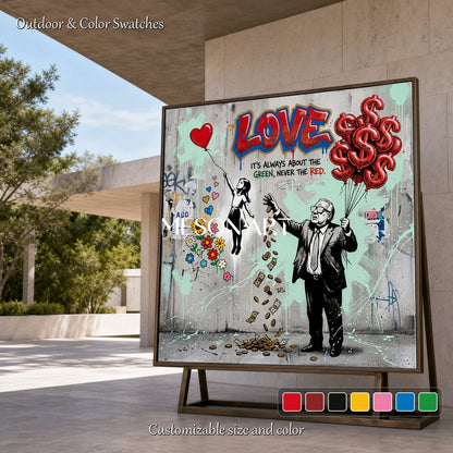 Red And Black Graffiti Wall Art Square Canvas Original Artist Hand Painted By Mesonart