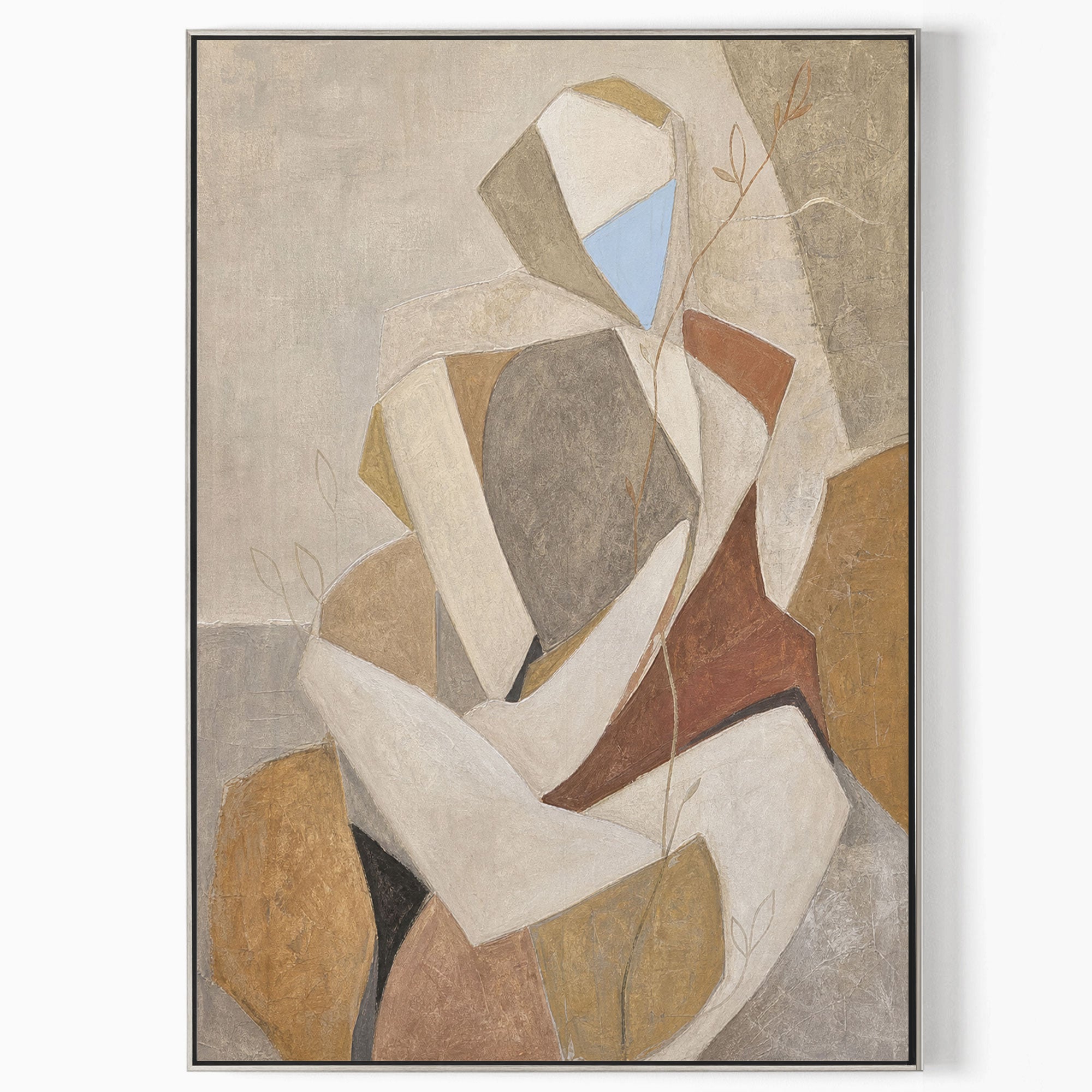 Wabi Sabi Abstract Painting With Earthy Tones For Modern Living Room Decor