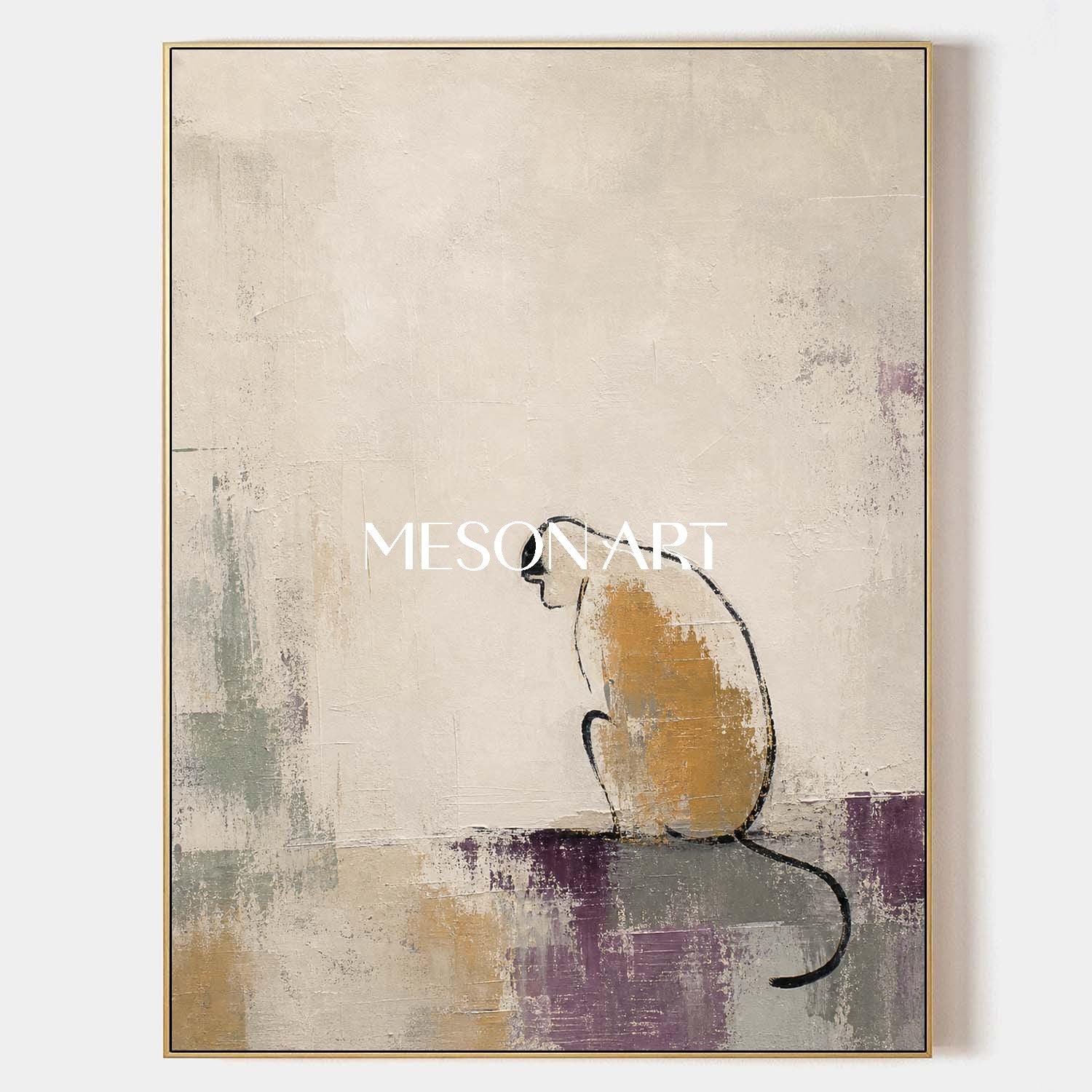 Minimalist Monkey Painting Abstract Canvas Wall Art For Modern Living Room Decor
