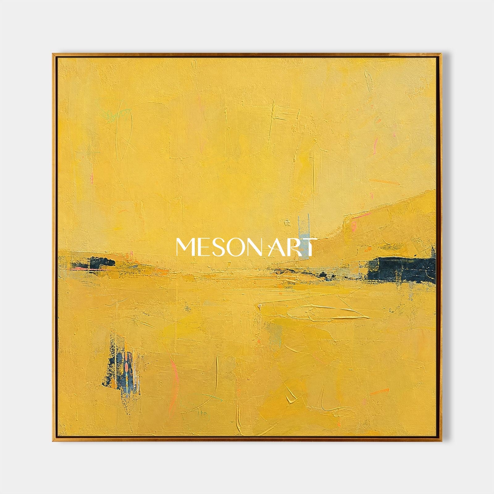 Golden Yellow Abstract Art For Living Room Entryway Minimalist Wall Decor