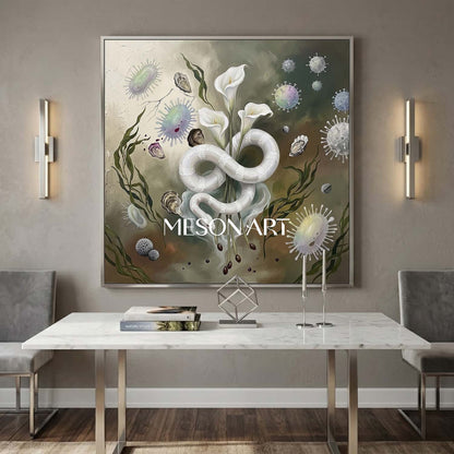 Large Hand Painted Spa Surrealism Wall Art Symbolist Calla Lily Canvas