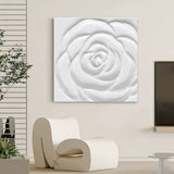 White Flower Plaster Art Plaster Art On Canvas For Sale Thick Acrylic Painting Textured Wall Art
