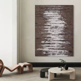 Large Brown and Gray Oil Painting 3D Brown Texture Canvas Art for Sale Wabi Sabi Wall Decor