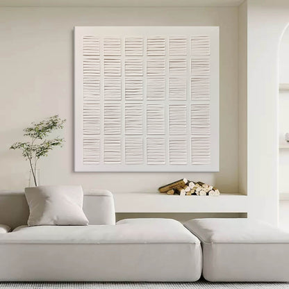 Original Hand-Painted White Minimalist  Wall Painting White Plaster Texture Wall For Living Room