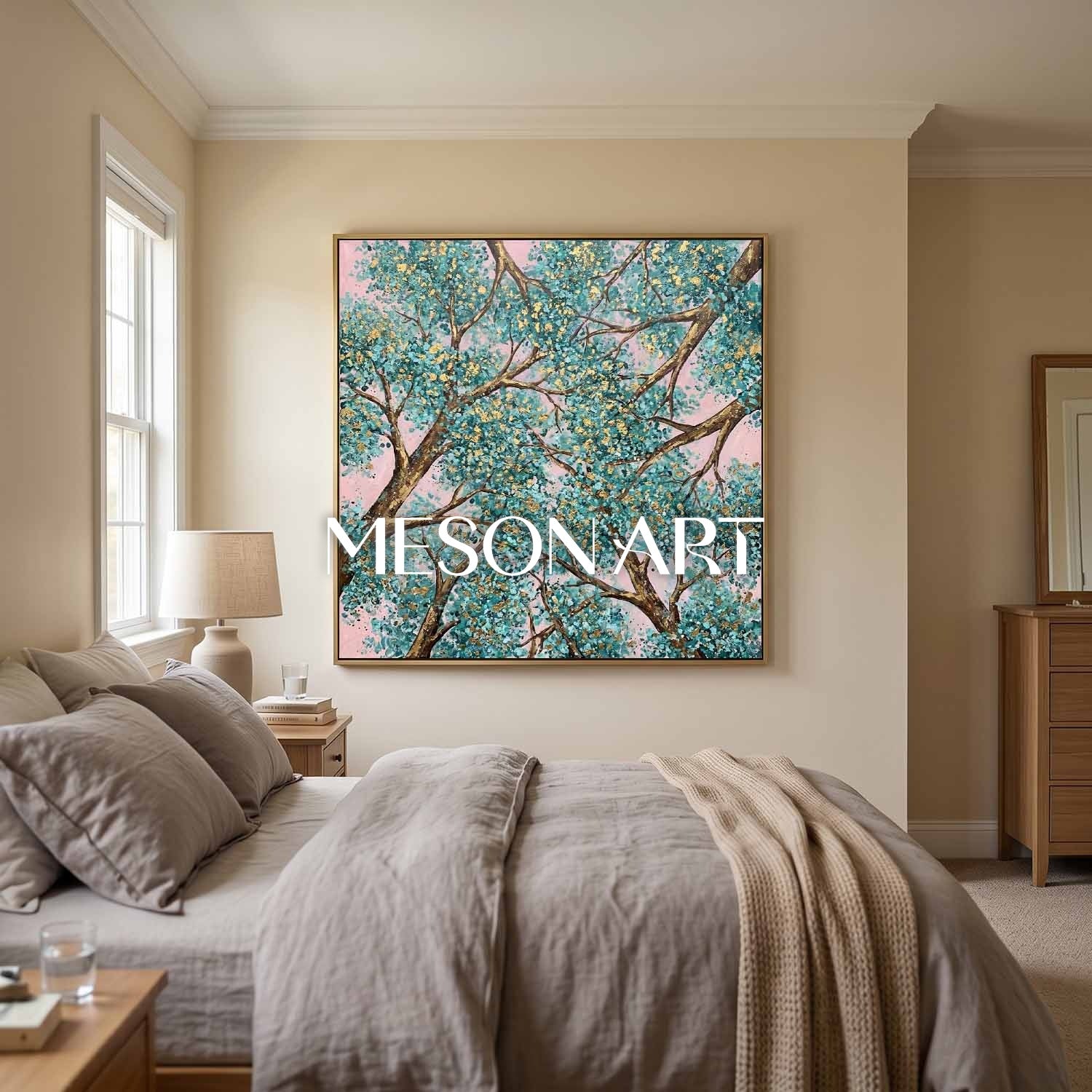 Contemporary Cubist Abstract Painting With Geometric Shapes And Neutral Tones For Modern Home Decor