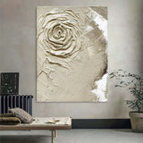 3D Brown Flower Texture Canvas Painting Wabi-Sabi Wall Art Wabi-Sabi Painting Wabi-Sabi Wall Decor