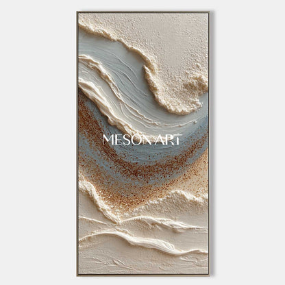 Large 3D Entry wall decoration ideas beige texture painting beige abstract canvas wall art