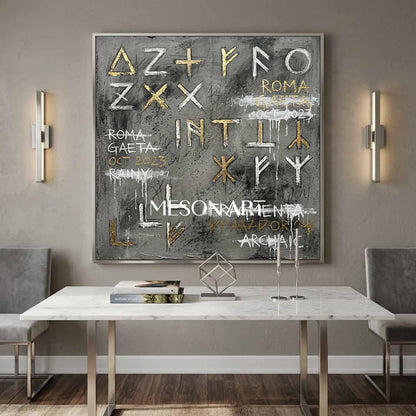 Big Modern Abstract Script Painting Industrial Villa Art Office Decor