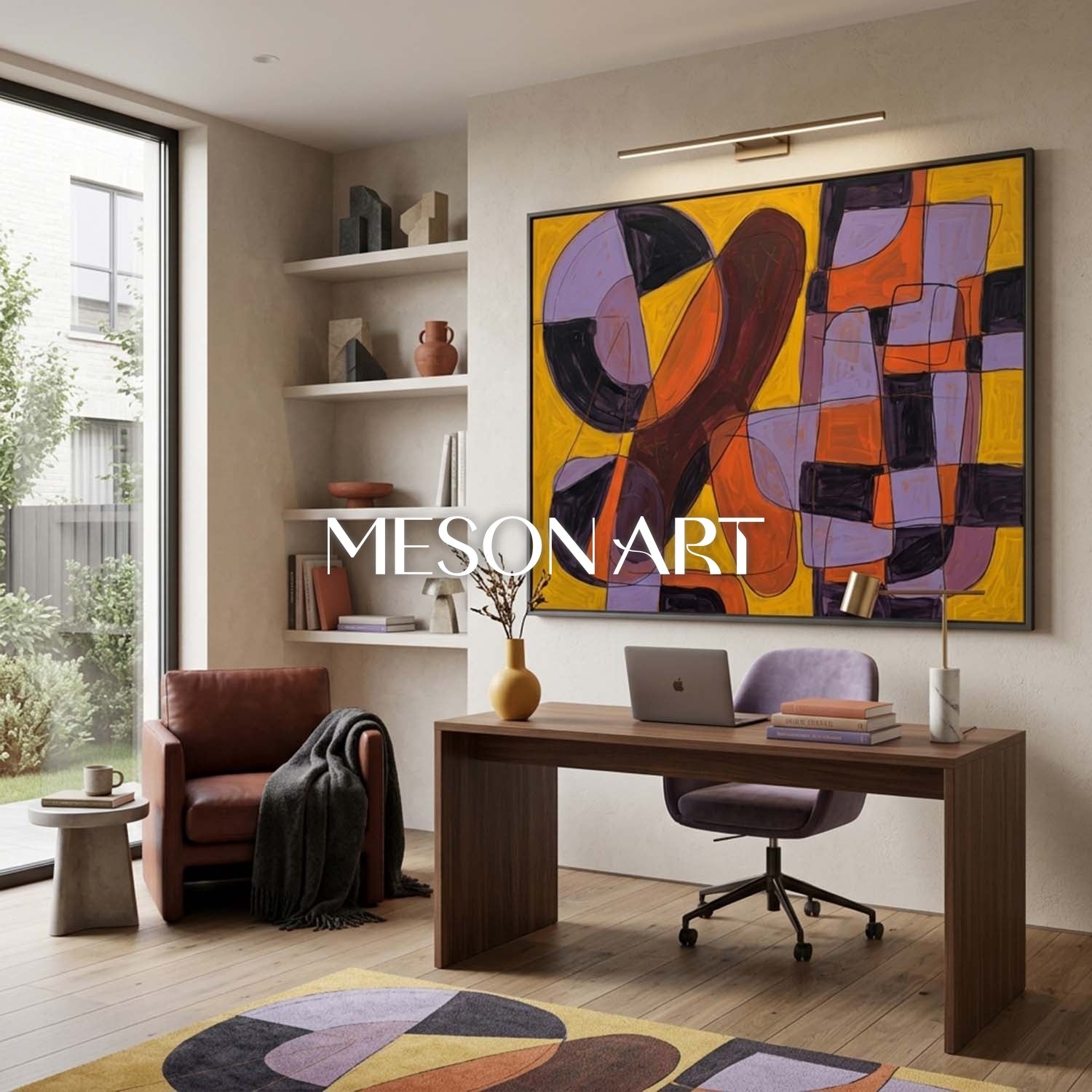 Contemporary Abstract Art With Bold Yellow And Black Geometry For Modern Living