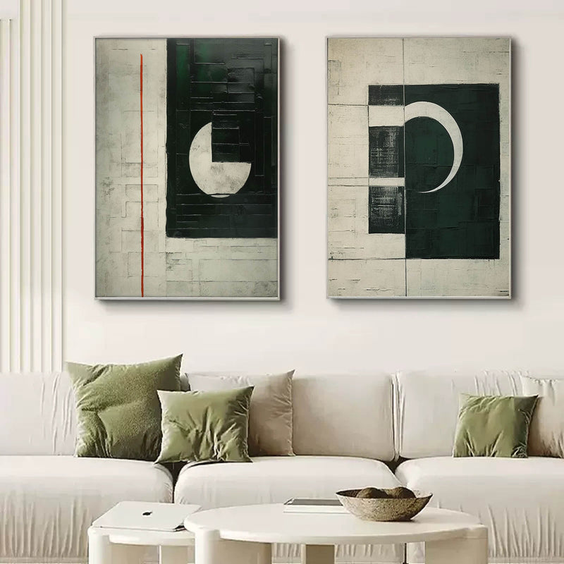 White and Black Minimalist Canvas Art Set of 2 White and Black Abstract Art Wabi Sabi Art on Canvas
