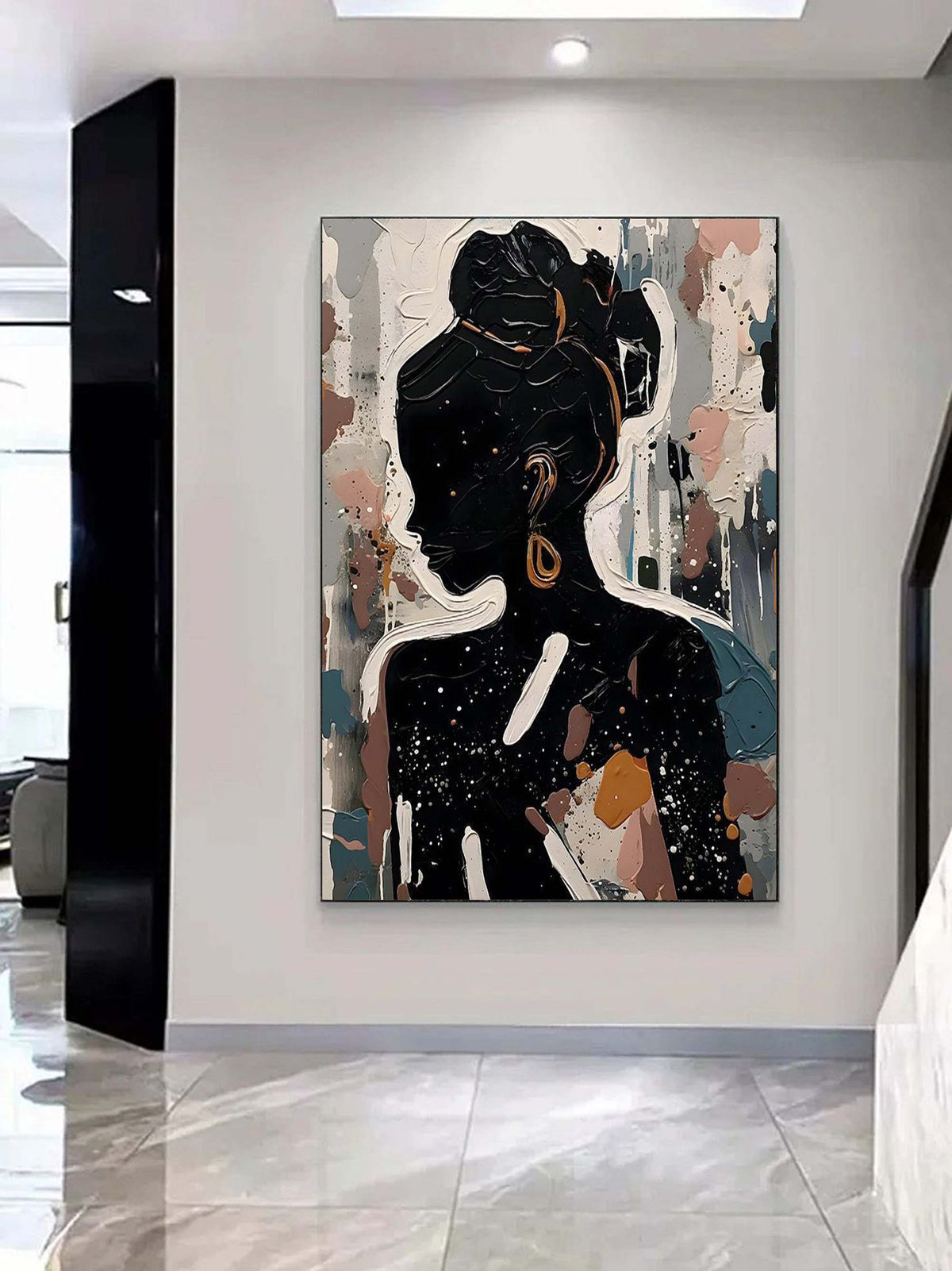 Black Abstract Woman Oil Painting Black Abstract Woman Canvas Art ...