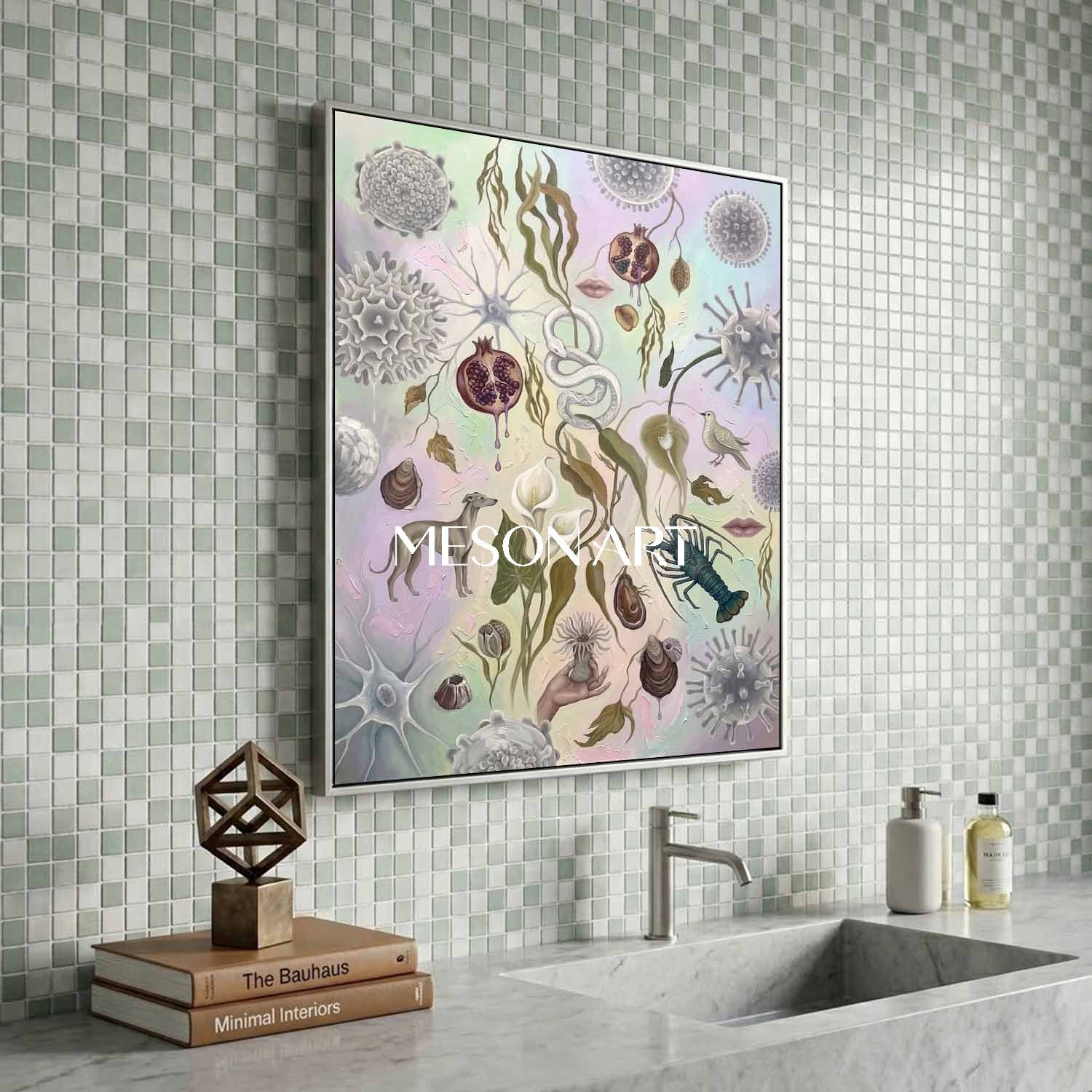 Bio-Surrealism Handmade Ecological Wall Art Soft Tone Organic Painting