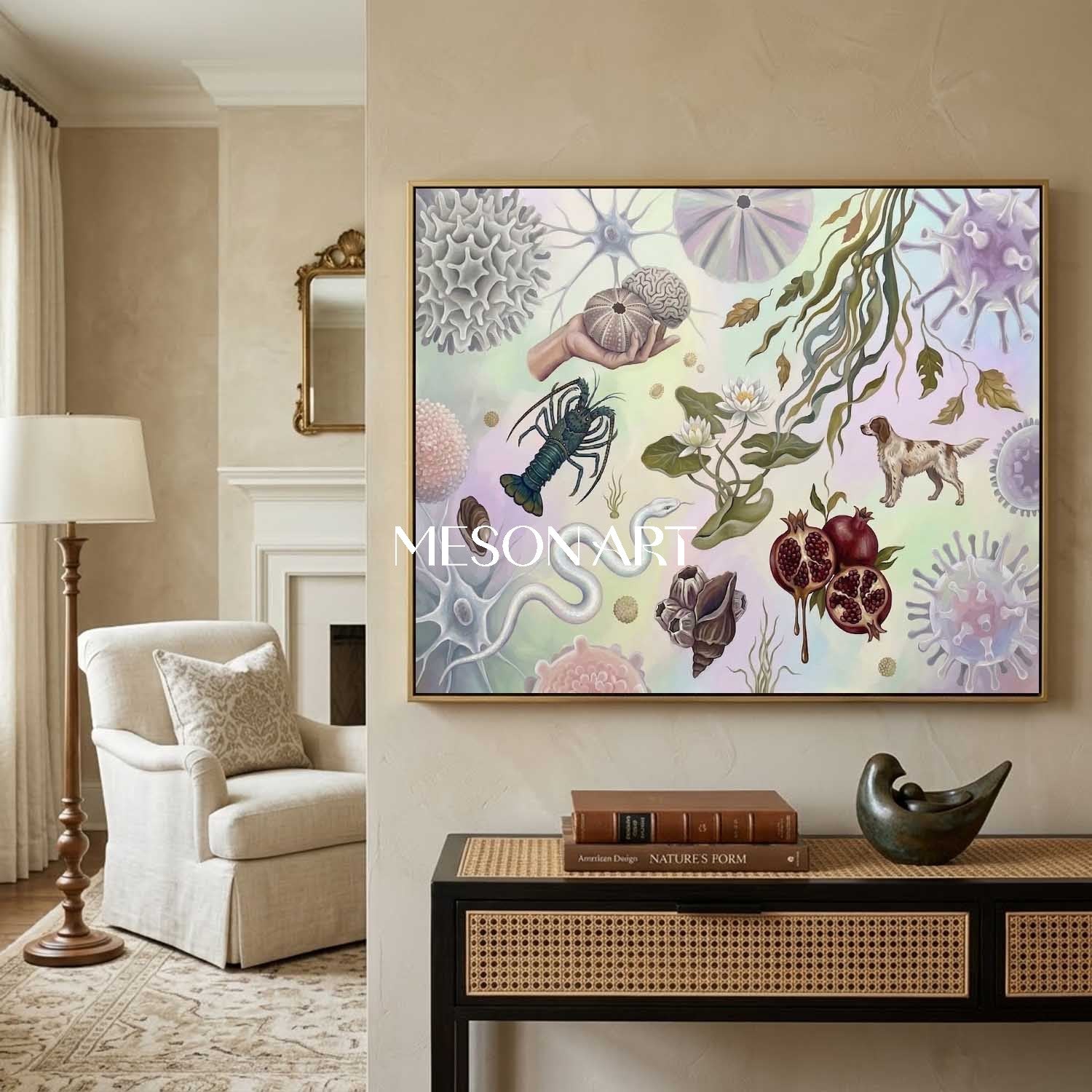 Whimsical Nature Large Surrealist Textured Canvas Wall Art for Office