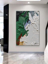 3D Green and White Abstract Canvas Art Green and White Textured Abstract Art Textured Wall Art