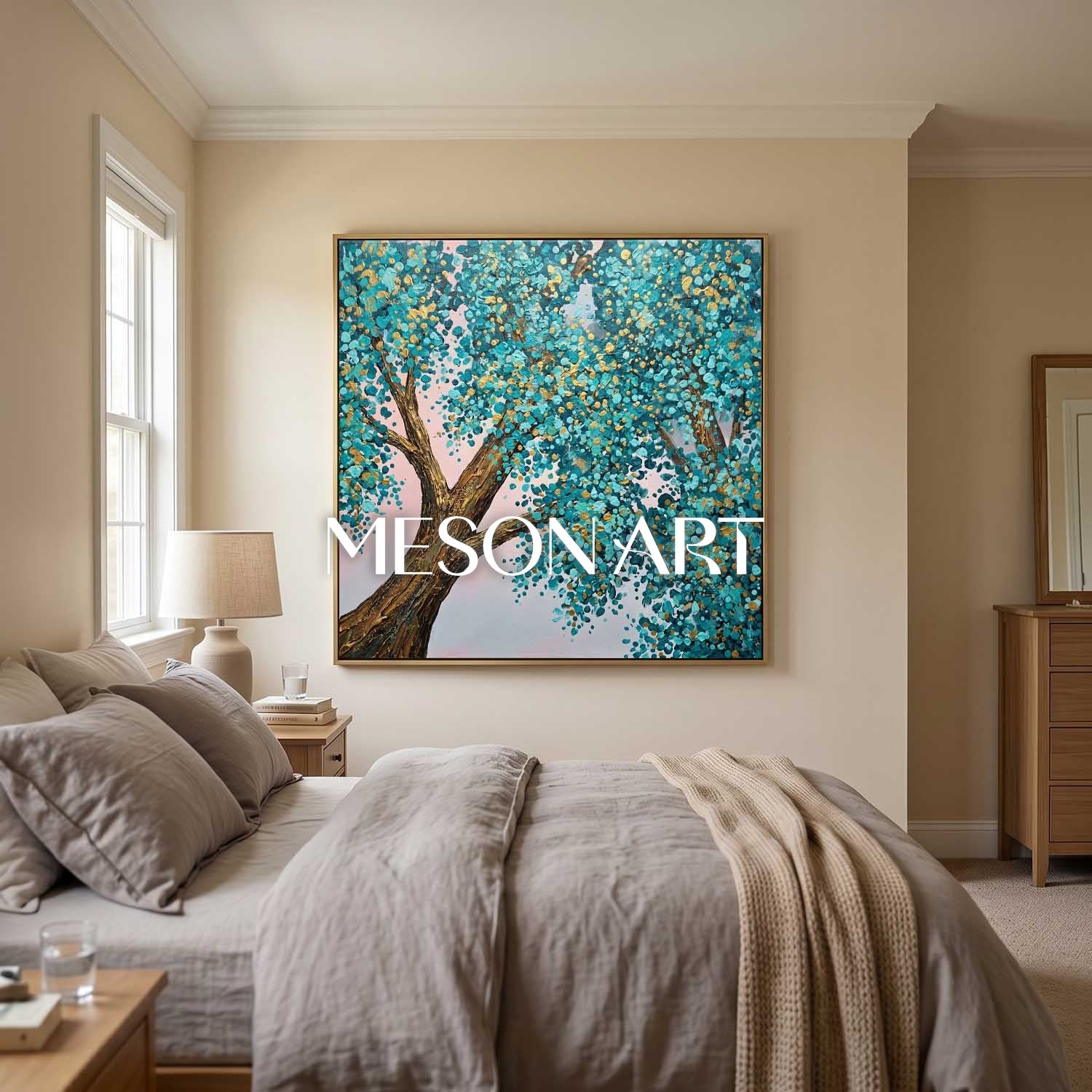 Contemporary Cubist Abstract Painting With Geometric Shapes And Neutral Tones For Modern Home Decor