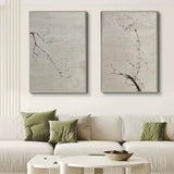 Gray Minimalist Abstract Canvas Art Set of 2 Wabi Sabi Art Gray Textured Wall Paintings For Sale