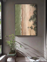 Green and Brown Abstract Canvas Painting for Sale Wabi Sabi Home Wall Decor Minimalist Canvas Art