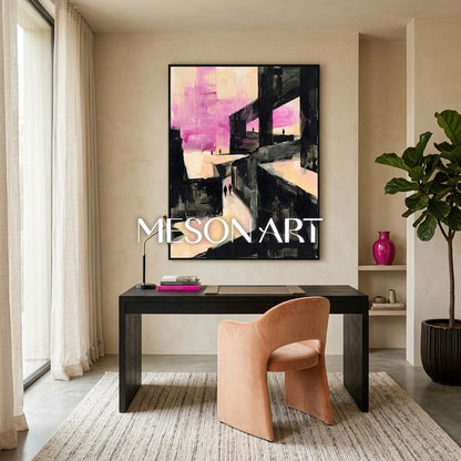 Colorful Pop Art Painting With Geometric Shapes For Modern Living Room Decor