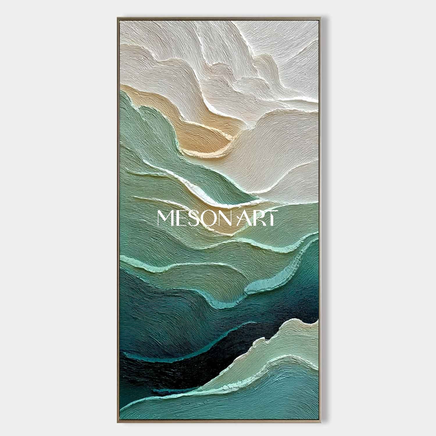 Extra Large Green Living Room Plaster Abstract Texture Canvas Wall Art
