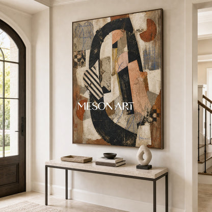 Wabi Sabi Abstract Art With Textured Geometric Forms For Modern Living Room And Home Office Decor