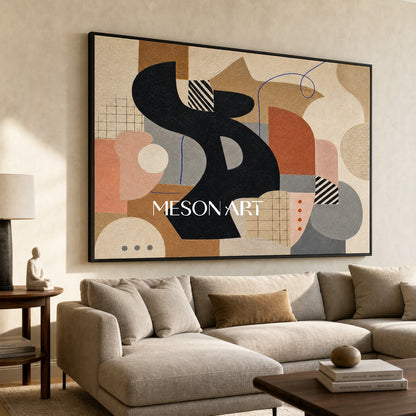 Mid-Century Modern Abstract Art With Organic Shapes For Living Room Decor