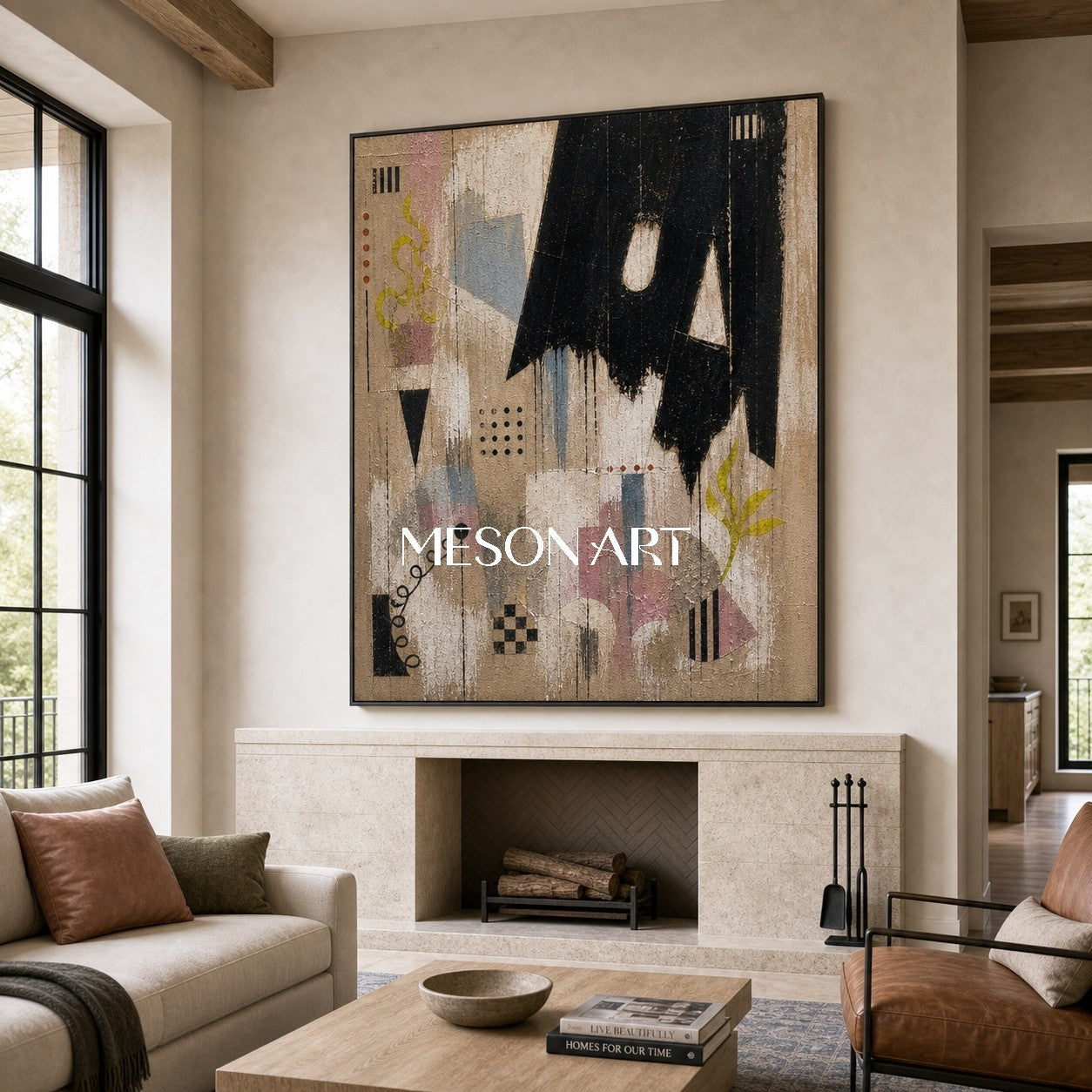 Urban Graffiti Abstract Art With Textured Relief For Modern Living Room Decor