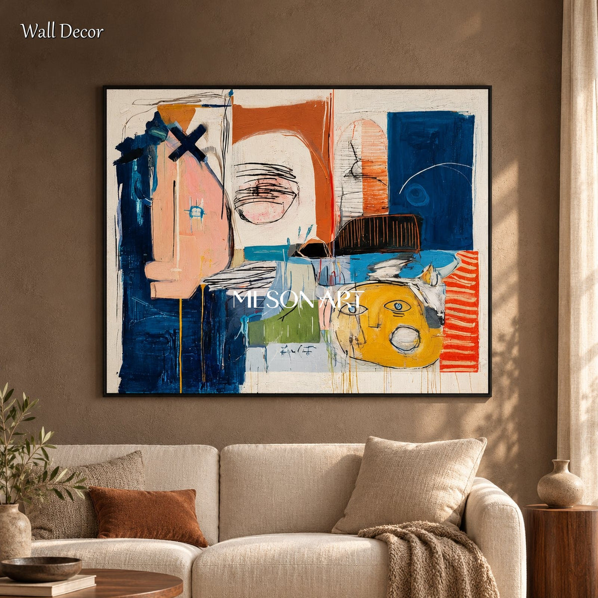 Blue And Orange Abstract Music Painting Textured Original Art By Mesonart