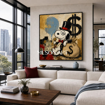 Luxury Graffiti Pop Art Painting With Gold Accents For Modern Living Room Decor