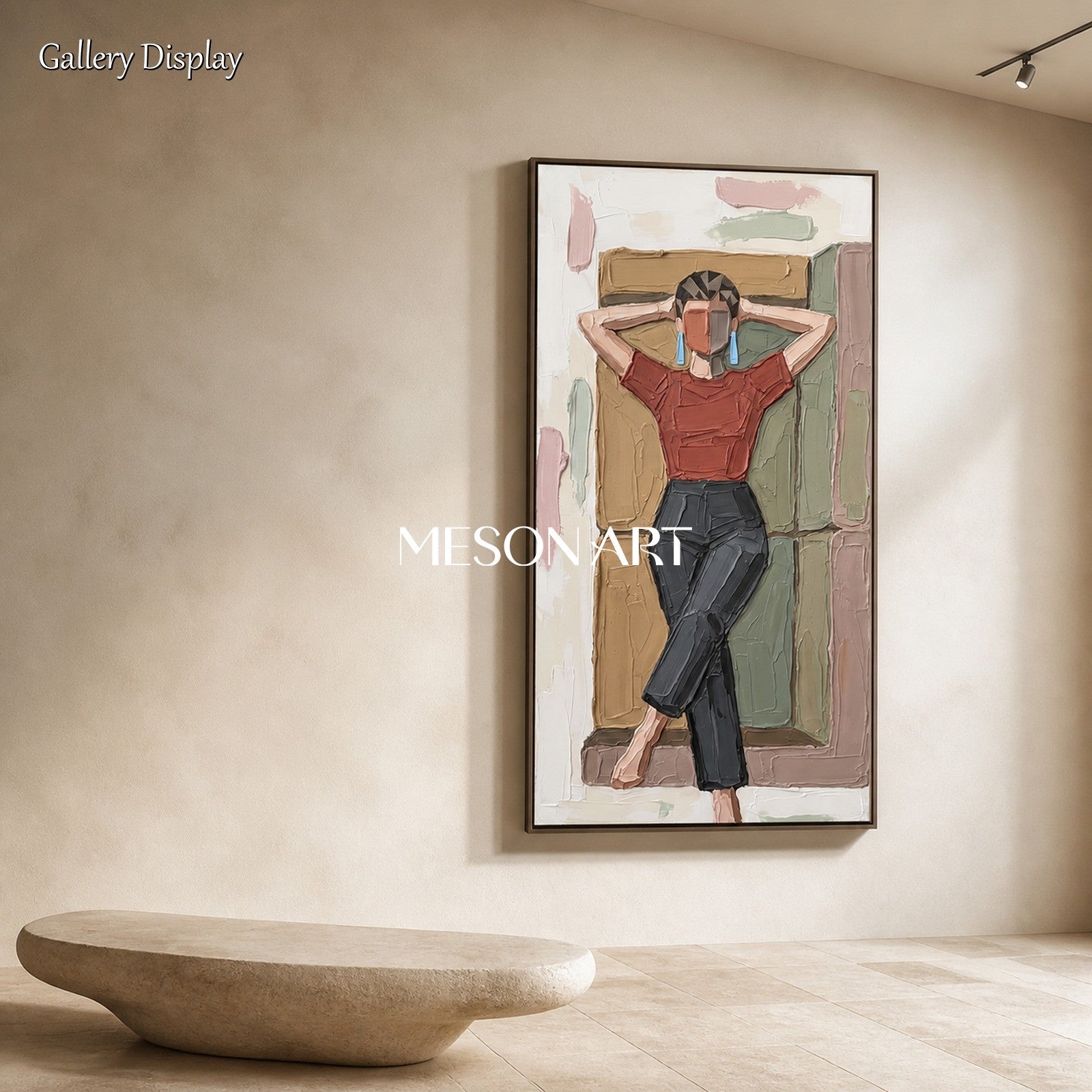 Brown And Black Minimalist Modern Portrait Painting Panoramic Wall Art For Living Room By Mesonart